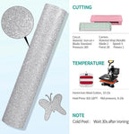 VINYL FROG Glitter HTV Vinyl Heat Transfer Vinyl Roll 12" x 5ft Silver Iron on - Image 3