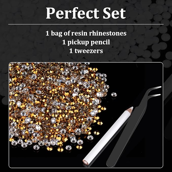 2500pcs 5mm Resin Rhinestones Bulk, Mineral Gold Flatback Round Jelly - Image 4