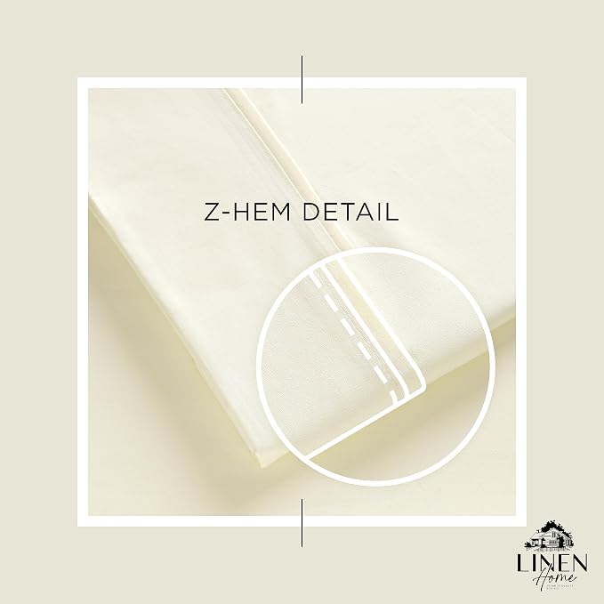 Linen Home 100% Cotton Percale Weave Fitted Sheet, King Size, 1 Deep Pocket - Image 3