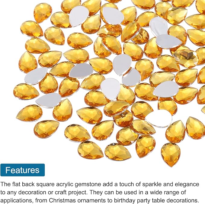 MECCANIXITY 50PCS Flat Back Acrylic Teardrop Gems 10x14mm Artificial Rhinestones - Image 4