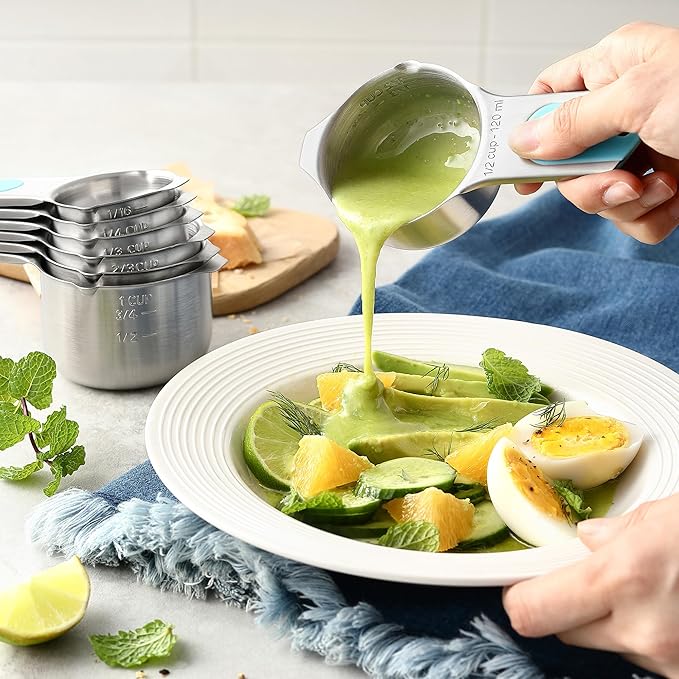 Spring Chef Magnetic Measuring Cups & Spoons Set of 15, Aqua Sky | Stackable - Image 9