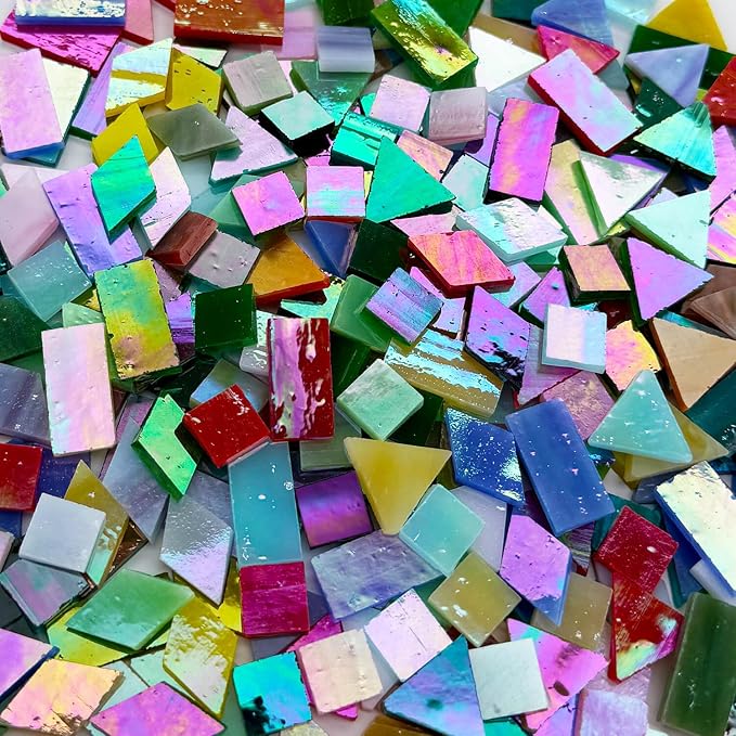 LITMIND 2800 Pcs Iridescent Stained Glass Mosaic Tiles – Assorted Colors - Image 4