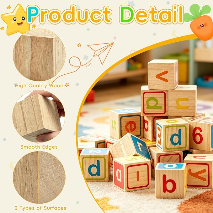 Cheardia 30 Pack 2 Inch Wooden Blocks - Image 3