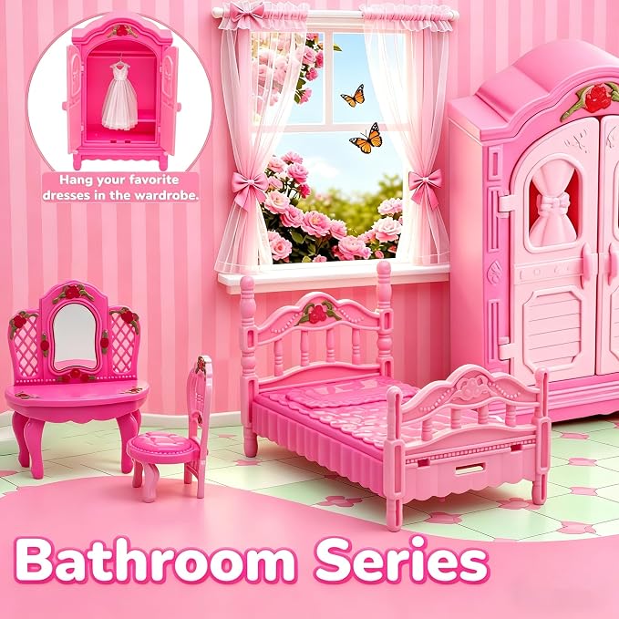 Dollhouse Furniture Set-38 Pcs, Miniature Doll House Accessories - Image 4