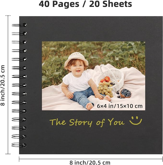 8x8 Inch DIY Scrapbook Photo Album, Hardcover Kraft Paper Acid-Free, 20 Sheets - Image 2