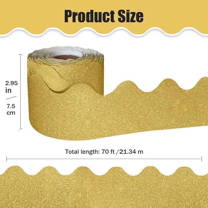 70Ft Shine Bulletin Board Borders，Scalloped Poster Boards Decorations Trim - Image 2