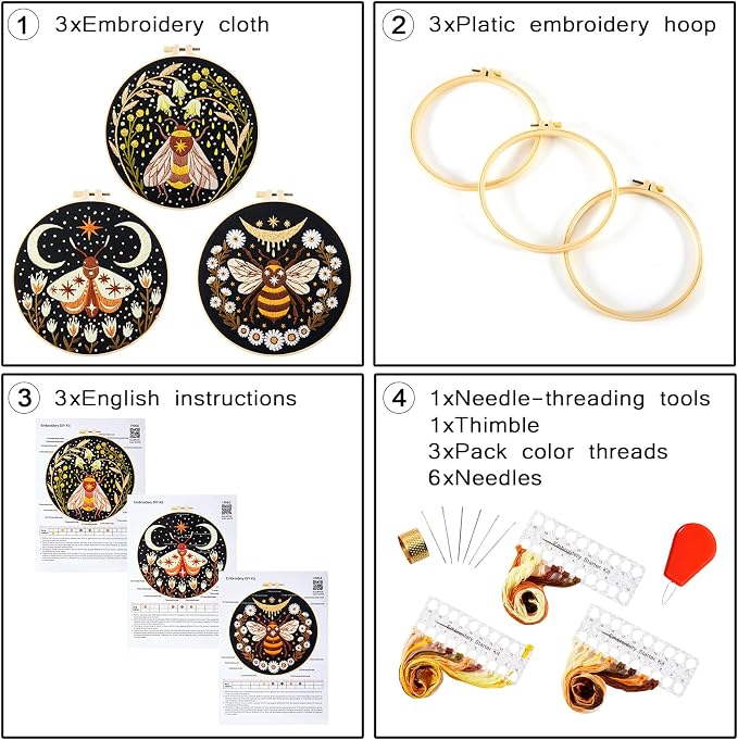Hand Embroidery Starter Kits for Beginners Adults, Counted Stamped Cross Stitch - Image 6
