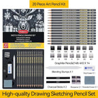 PANDAFLY Drawing Sketching Pencil Set, 20 Piece, 4H-14B Graphite Pencils | Pro - Image 2