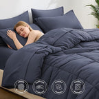 Love's cabin Twin XL Comforter Set Indigo Blue, 5 Pieces Twin XL Bed in a Bag - Image 3