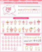FIVEIZERO 216PCS Charms for Jewelry Making, Enamel Blacelet Charms Kit | - Image 2