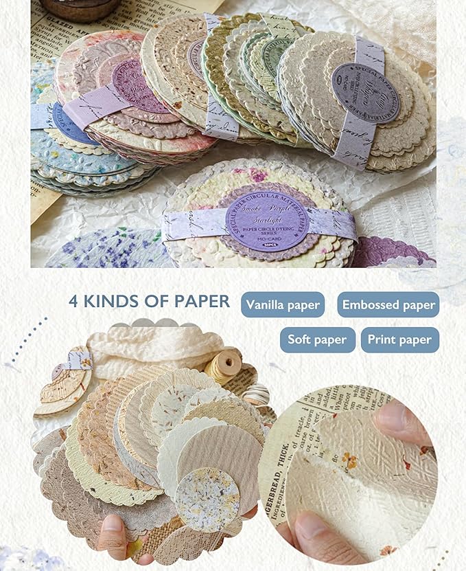 300Pcs Scrapbook Supplies Kit, Round Edge Colorful Textured Embossed Rice - Image 6