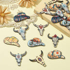 18 pcs 9 Styles Western Cattle Theme Wood Cutout Charms Cow Cap Hat Animal Wood - Image 5