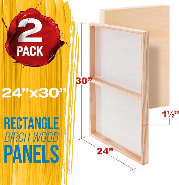 U.S. Art Supply 24" x 30" Unfinished Cradled Wood Panels - Image 2