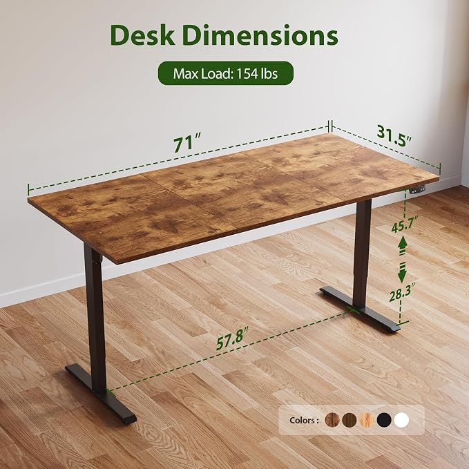 Agilestic Electric Standing Desk, 71 x 31.5 Inches Height Adjustable Desk - Image 3