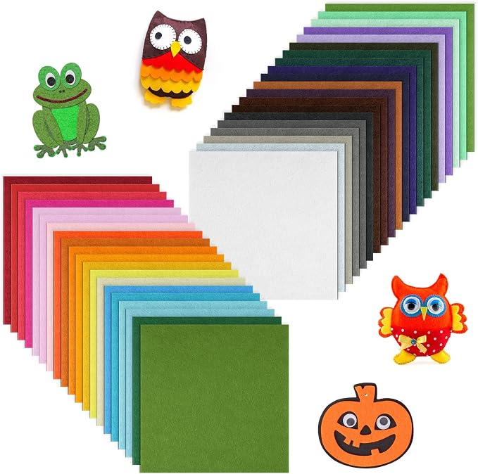 Ainiv 40pcs 6×6 inches Coloured Felt Fabric Sheets, Fabrics DIY Craftwork by Ainiv