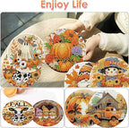 ijbnhd 8 Pcs Diamond Art Coasters Kits Autumn | Diamond Painting Coasters Kit - Image 2