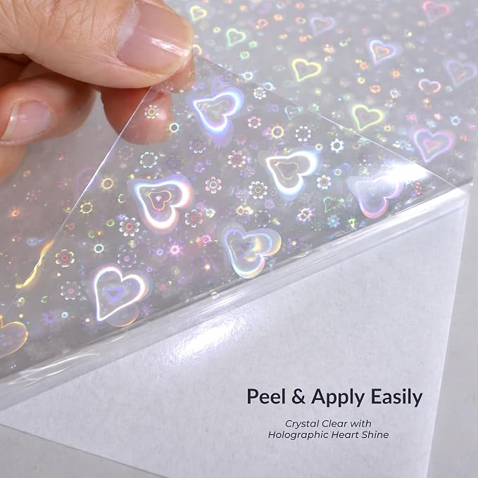 Bleidruck 25 Sheets Hearts Clear Holographic Laminate Sheet Adhesive Paper | - Image 3