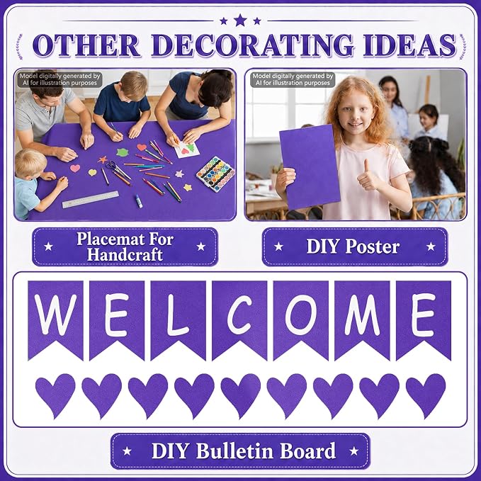 Purple Bulletin Board Roll Non-Woven Fabric Poster 16in X 12ft | Back to School - Image 5