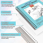 FIXSMITH 9"X12" Blue Sketch Book, 400 Sheets Spiral Sketchbook, Acid Free - Image 3