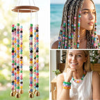 Pndeyo 55pcs Round Resin Beads for Crafts, Large Hole Hair Beads for Jewelry - Image 4