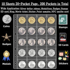 10 Sheets Coin Collection Pages, Coins Pocket Page - Image 2