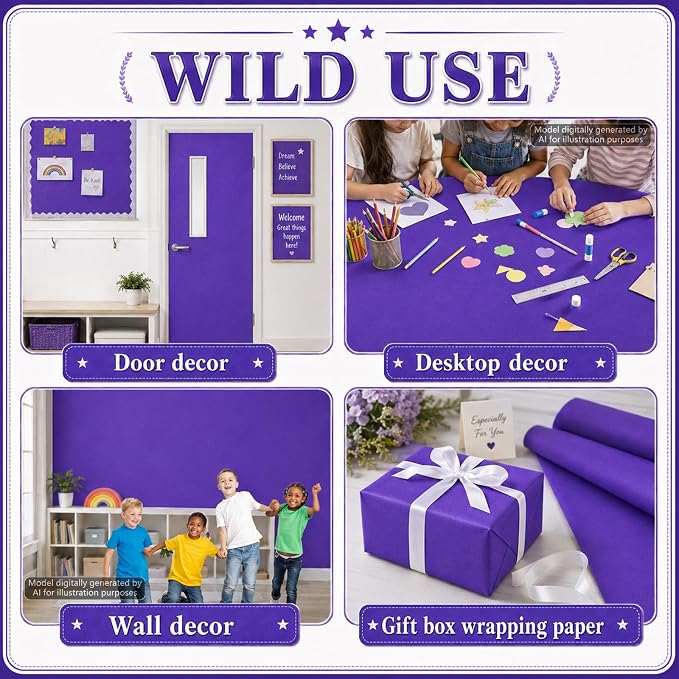 Purple Bulletin Board Roll Non-Woven Fabric Poster 16in X 12ft | Back to School - Image 6