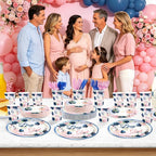 168Pcs Navy Blue and Pink Gender Reveal Party Decorations Serves 24 | Baby Boy - Image 3