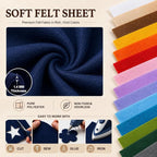 Navy Blue Large Felt Fabric 36" x 36", 1.4 mm Soft Felt Sheet, Nonwoven Fabric - Image 4