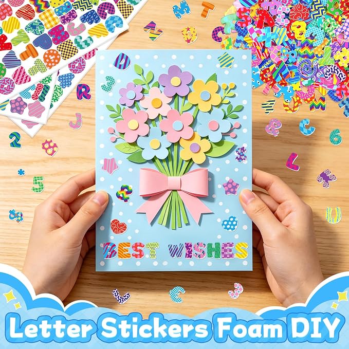 640 PCS Foam Letter Stickers for Kids Crafts, 3D Puffy Colorful Alphabet ABC - Image 5