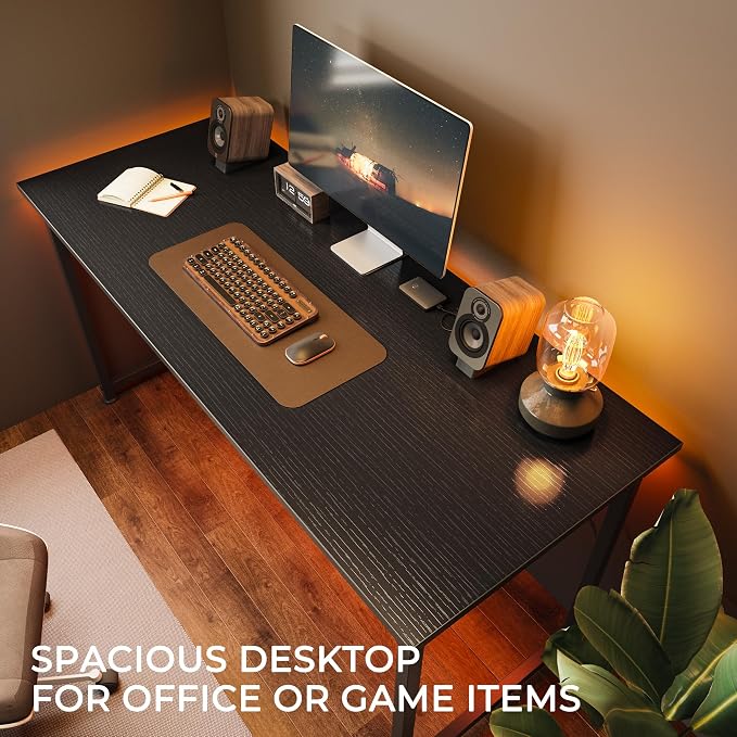 Huuger Computer Desk, 55 Inch Home Office Desk, Gaming Writing Work from Home - Image 7