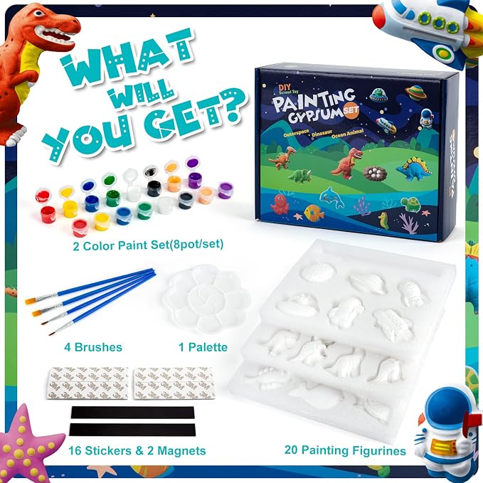 Juboury Kids Arts and Crafts Plaster Painting Craft Kit Art Set - Image 6