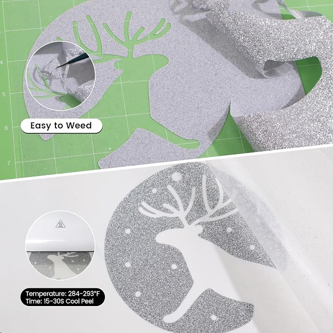 Silver Glitter HTV Heat Transfer Vinyl, Glitter Iron on Vinyl Roll 10" x8ft | - Image 3