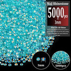 5000pcs 3mm Resin Rhinestones Bulk, Transparent Lake Blue AB Flatback Round - Image 2