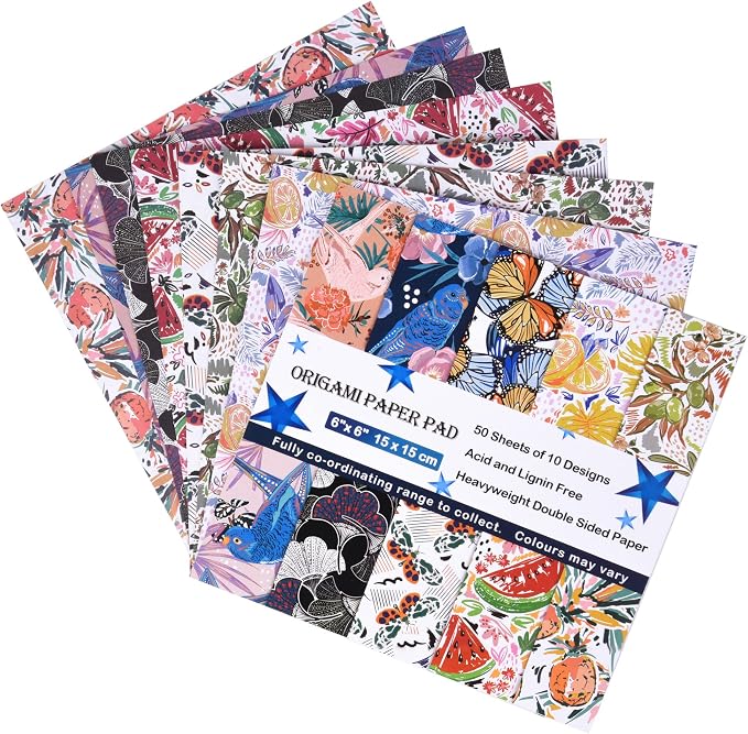 Origami Paper Kit 50 Sheets 6 Inch Square Double Sided Color 10 Vivid Colors - Image 7