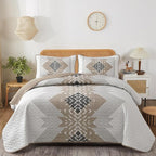 Dintszyayue Brown Boho Quilt Set Queen, 3 Pieces Aztec Texture Quilt by Dintszyayue