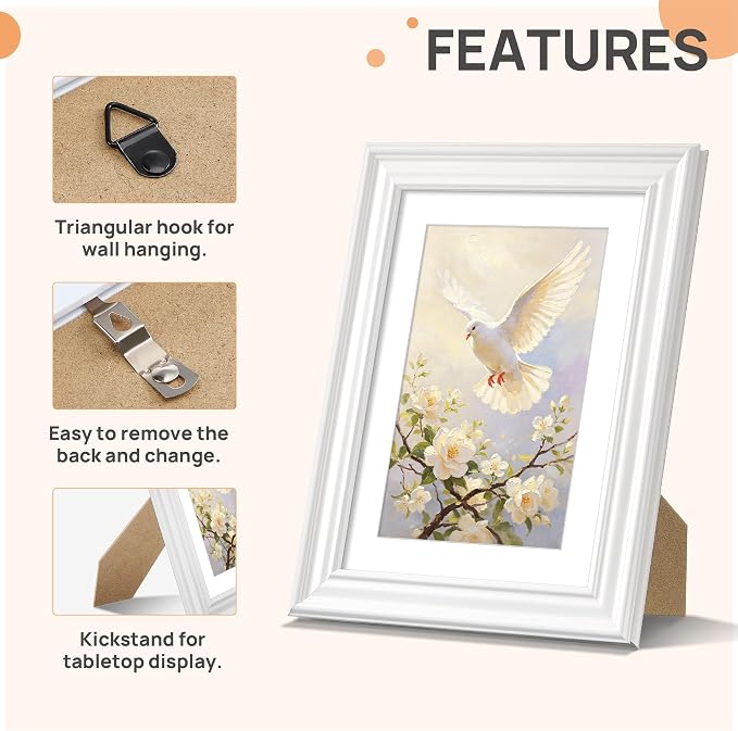 upsimples 5x7 Picture Frame, Vintage Frames Decor, Wall or Tabletop Display - Image 5