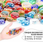 1 LB Mixed Color Flat Glass Beads, 160-180PCS Small Glass Marbles, Mini Flat - Image 3