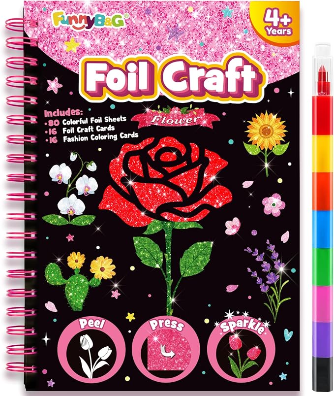 FUNNYB&G Foil Art Craft Kit for Girls 4-10 Years Old: Mess-Free & No-Glue by FUNNYBG