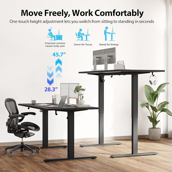 Agilestic Electric Standing Desk, 55 x 28 Inches Height Adjustable Desk - Image 4