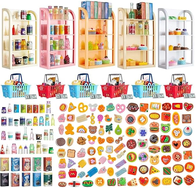 164pcs Miniature Supermarket Shelves Furniture Model 4 Layers Shelf Display by HSJH