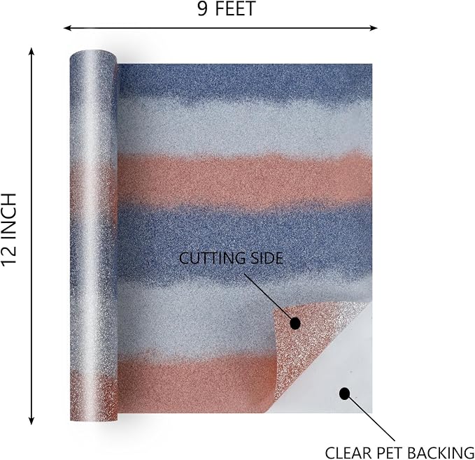 HTVVETUR Glitter Rainbow Heat Transfer Vinyl - Image 2