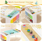 Kids Art Table and 2 Chairs Set, Wooden Craft Desk - Image 3