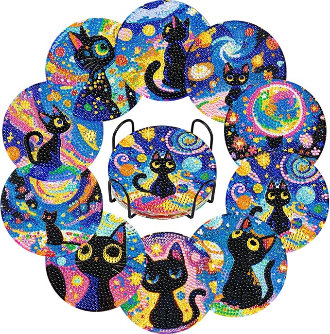 10-Pack Diamond Art Coaster Kit by DOZEEZOP