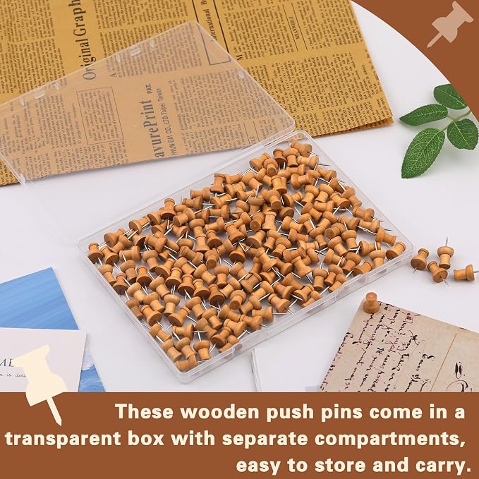 150 Pcs Push Pins for Cork Board Decorative Thumb Tacks | Wood Push Pins Cork - Image 3