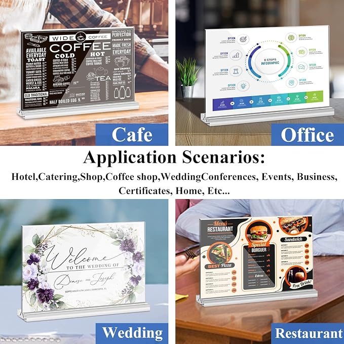Acrylic Sign Holder 8.5 x 5.5, 8 Pack Double-Sided Standup Table Top Clear Sign - Image 5