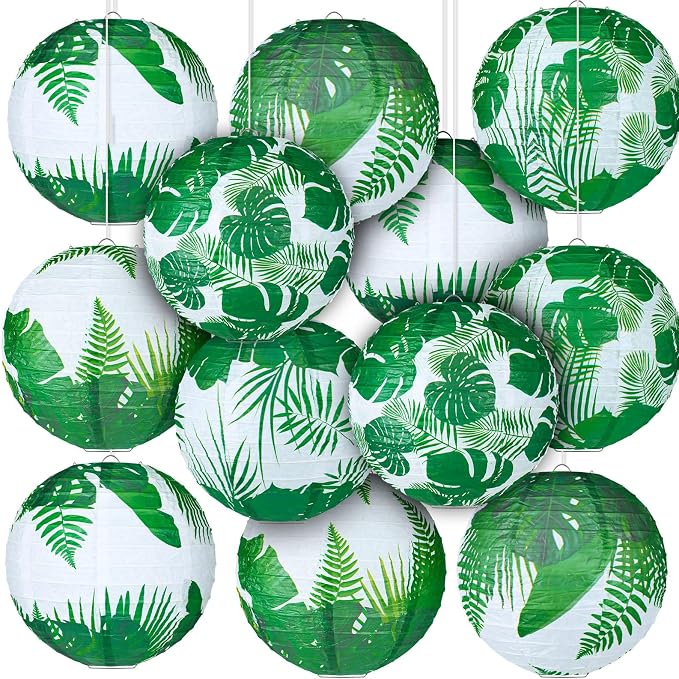 Panelee 12 Pcs Tropical Party Decorations Palm Leaves Paper Lanterns 8 Inch by Panelee