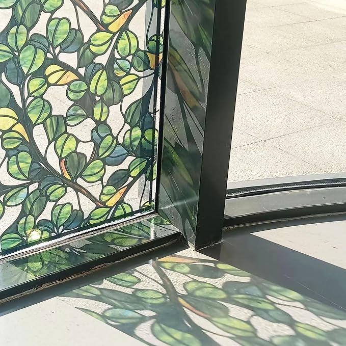 funlife Original Hand-Drawn Faux Stained Glass Window Film, Reusable - Image 3