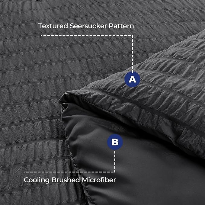 HYMOKEGE Twin Comforter Set Seersucker 5 Pieces, All Season Luxury Bed in a Bag - Image 4