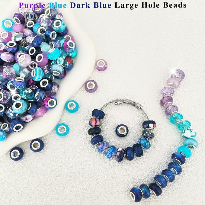 Zyehxed Large Hole Purple Blue Fairy Wand Garden Beads - Image 3