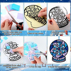 Eersida 32 Pcs Winter Snow Globe Suncatcher Craft Kit, 8 Designs Stained Glass - Image 4